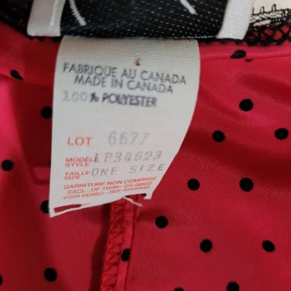 Vintage 1980s Linda Pink Robe with Black Polka Dots and‎ Lace Trim - Size OS - Picture 5 of 7